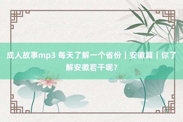成人故事mp3 每天了解一个省份｜安徽篇｜你了解安徽若干呢？