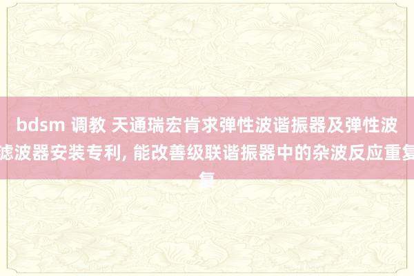 bdsm 调教 天通瑞宏肯求弹性波谐振器及弹性波滤波器安装专利， 能改善级联谐振器中的杂波反应重复