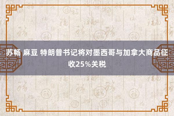 苏畅 麻豆 特朗普书记将对墨西哥与加拿大商品征收25%关税