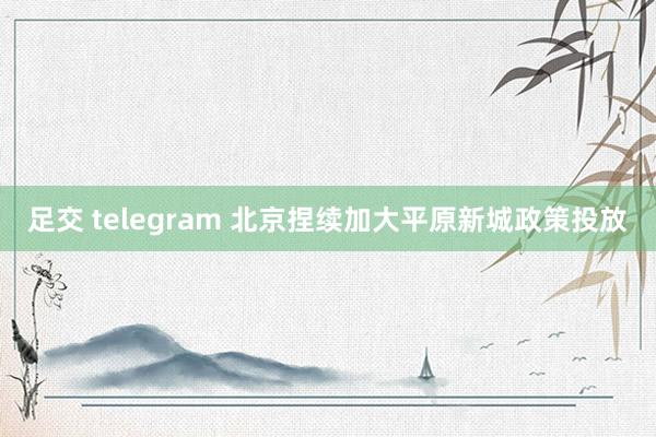 足交 telegram 北京捏续加大平原新城政策投放