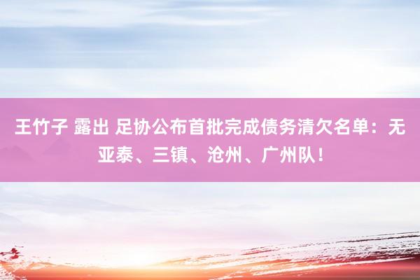 王竹子 露出 足协公布首批完成债务清欠名单：无亚泰、三镇、沧州、广州队！