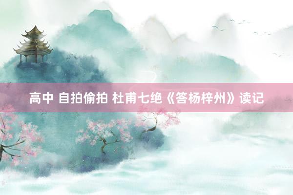 高中 自拍偷拍 杜甫七绝《答杨梓州》读记