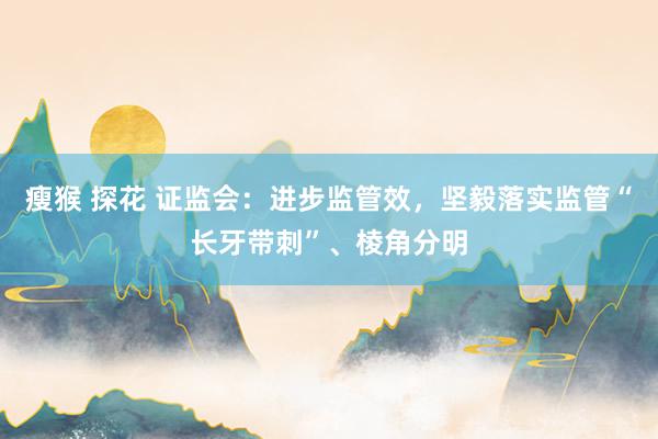 瘦猴 探花 证监会：进步监管效，坚毅落实监管“长牙带刺”、棱角分明