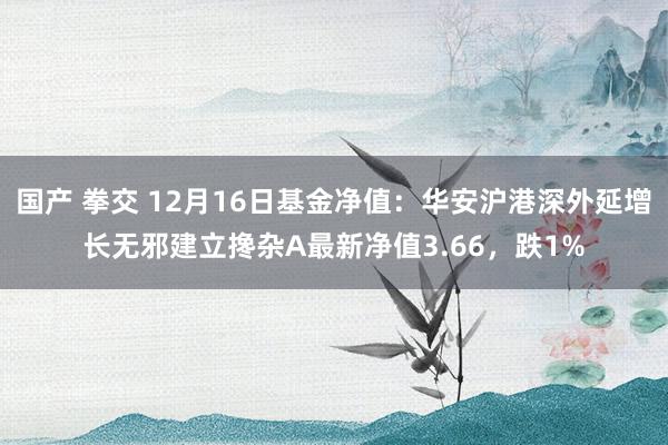 国产 拳交 12月16日基金净值：华安沪港深外延增长无邪建立搀杂A最新净值3.66，跌1%