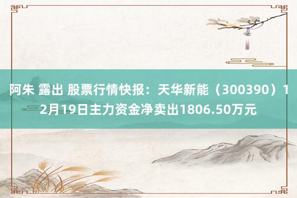 阿朱 露出 股票行情快报：天华新能（300390）12月19日主力资金净卖出1806.50万元