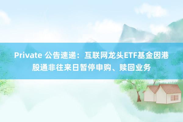 Private 公告速递：互联网龙头ETF基金因港股通非往来日暂停申购、赎回业务