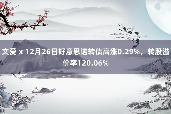文爱 x 12月26日好意思诺转债高涨0.29%，转股溢价率120.06%