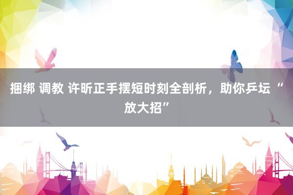 捆绑 调教 许昕正手摆短时刻全剖析，助你乒坛 “放大招”