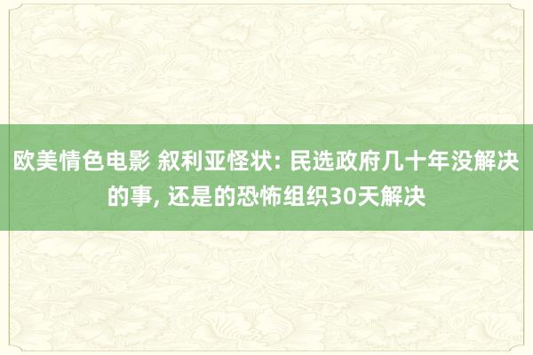 欧美情色电影 叙利亚怪状: 民选政府几十年没解决的事， 还是的恐怖组织30天解决