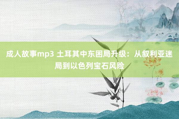 成人故事mp3 土耳其中东困局升级：从叙利亚迷局到以色列宝石风险