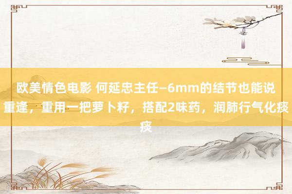 欧美情色电影 何延忠主任—6mm的结节也能说重逢，重用一把萝卜籽，搭配2味药，润肺行气化痰