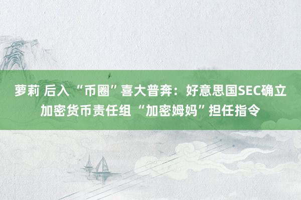 萝莉 后入 “币圈”喜大普奔：好意思国SEC确立加密货币责任组 “加密姆妈”担任指令