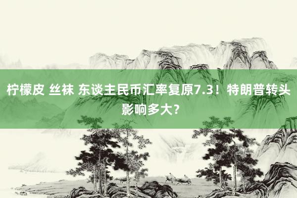 柠檬皮 丝袜 东谈主民币汇率复原7.3！特朗普转头 影响多大？