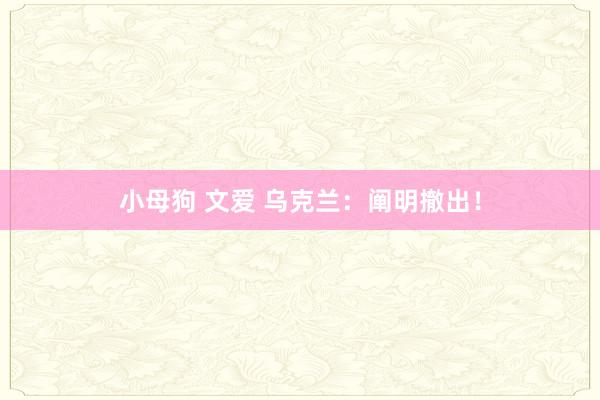 小母狗 文爱 乌克兰：阐明撤出！
