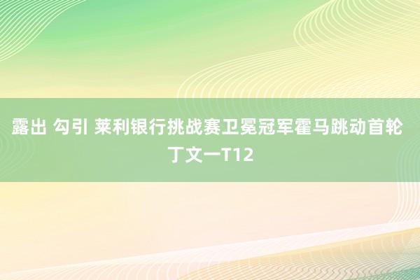 露出 勾引 莱利银行挑战赛卫冕冠军霍马跳动首轮 丁文一T12