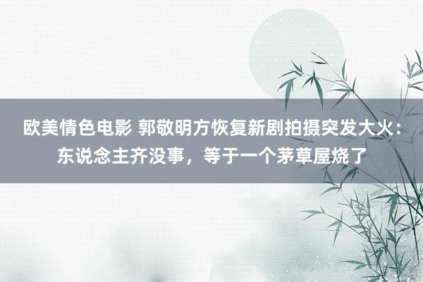 欧美情色电影 郭敬明方恢复新剧拍摄突发大火：东说念主齐没事，等于一个茅草屋烧了