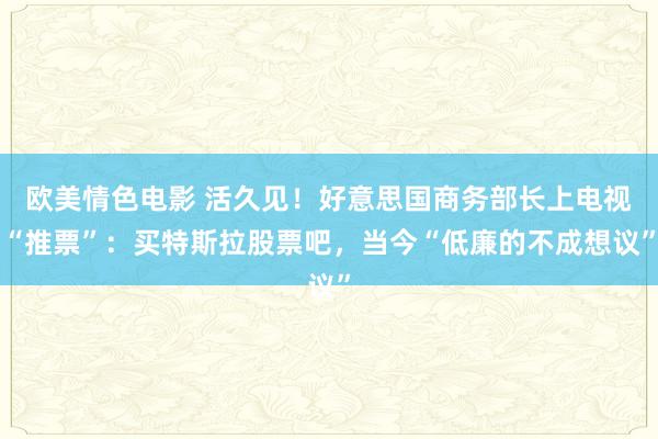 欧美情色电影 活久见！好意思国商务部长上电视“推票”：买特斯拉股票吧，当今“低廉的不成想议”