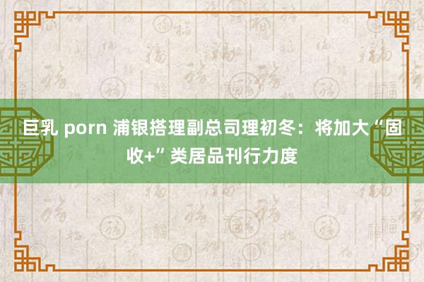 巨乳 porn 浦银搭理副总司理初冬：将加大“固收+”类居品刊行力度