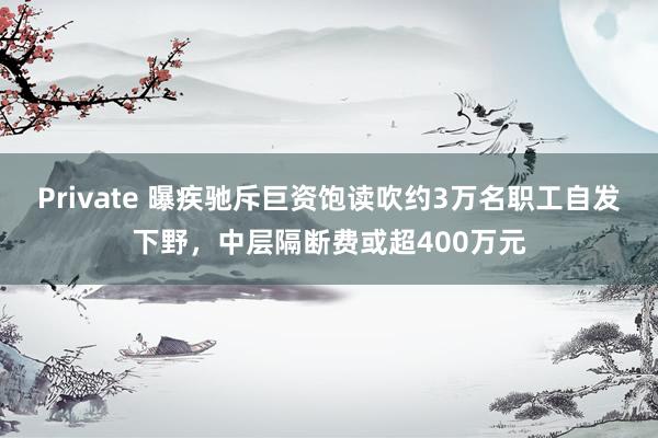 Private 曝疾驰斥巨资饱读吹约3万名职工自发下野，中层隔断费或超400万元