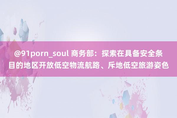 @91porn_soul 商务部：探索在具备安全条目的地区开放低空物流航路、斥地低空旅游姿色
