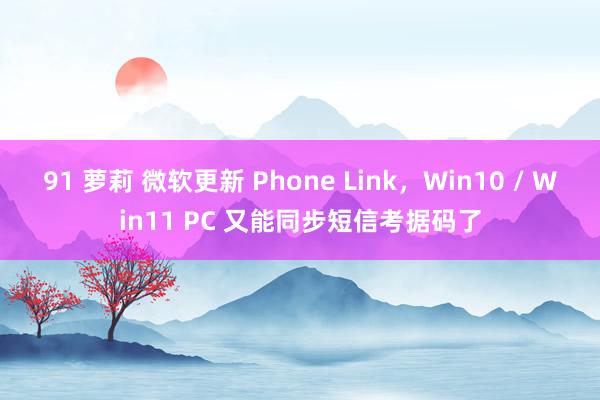 91 萝莉 微软更新 Phone Link，Win10 / Win11 PC 又能同步短信考据码了