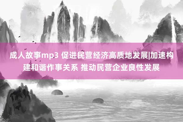 成人故事mp3 促进民营经济高质地发展|加速构建和谐作事关系 推动民营企业良性发展