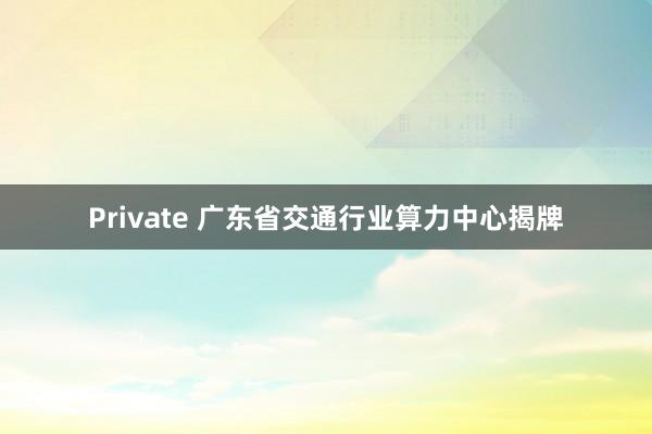 Private 广东省交通行业算力中心揭牌