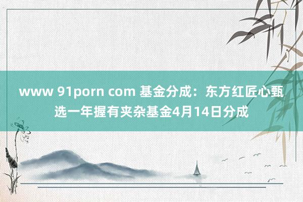 www 91porn com 基金分成：东方红匠心甄选一年握有夹杂基金4月14日分成