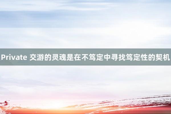 Private 交游的灵魂是在不笃定中寻找笃定性的契机