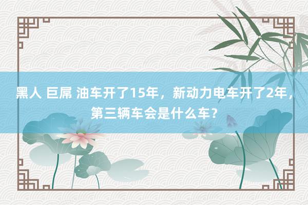 黑人 巨屌 油车开了15年，新动力电车开了2年，第三辆车会是什么车？