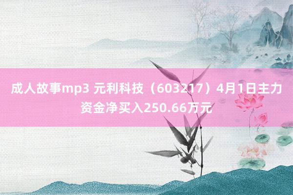 成人故事mp3 元利科技（603217）4月1日主力资金净买入250.66万元