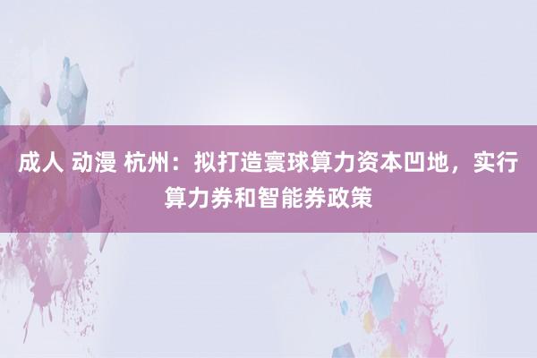 成人 动漫 杭州：拟打造寰球算力资本凹地，实行算力券和智能券政策