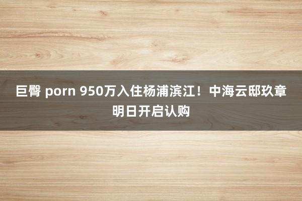 巨臀 porn 950万入住杨浦滨江！中海云邸玖章明日开启认购