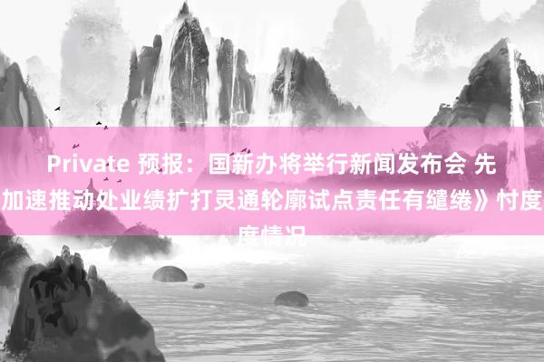 Private 预报：国新办将举行新闻发布会 先容《加速推动处业绩扩打灵通轮廓试点责任有缱绻》忖度情况