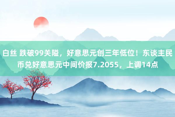 白丝 跌破99关隘，好意思元创三年低位！东谈主民币兑好意思元中间价报7.2055，上调14点