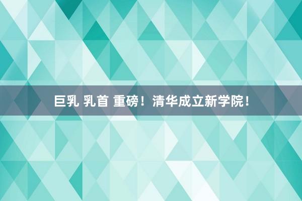 巨乳 乳首 重磅！清华成立新学院！