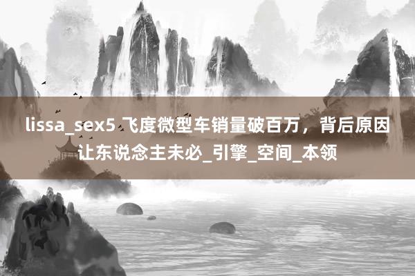 lissa_sex5 飞度微型车销量破百万，背后原因让东说念主未必_引擎_空间_本领