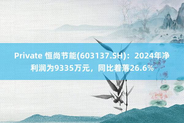 Private 恒尚节能(603137.SH)：2024年净利润为9335万元，同比着落26.6%